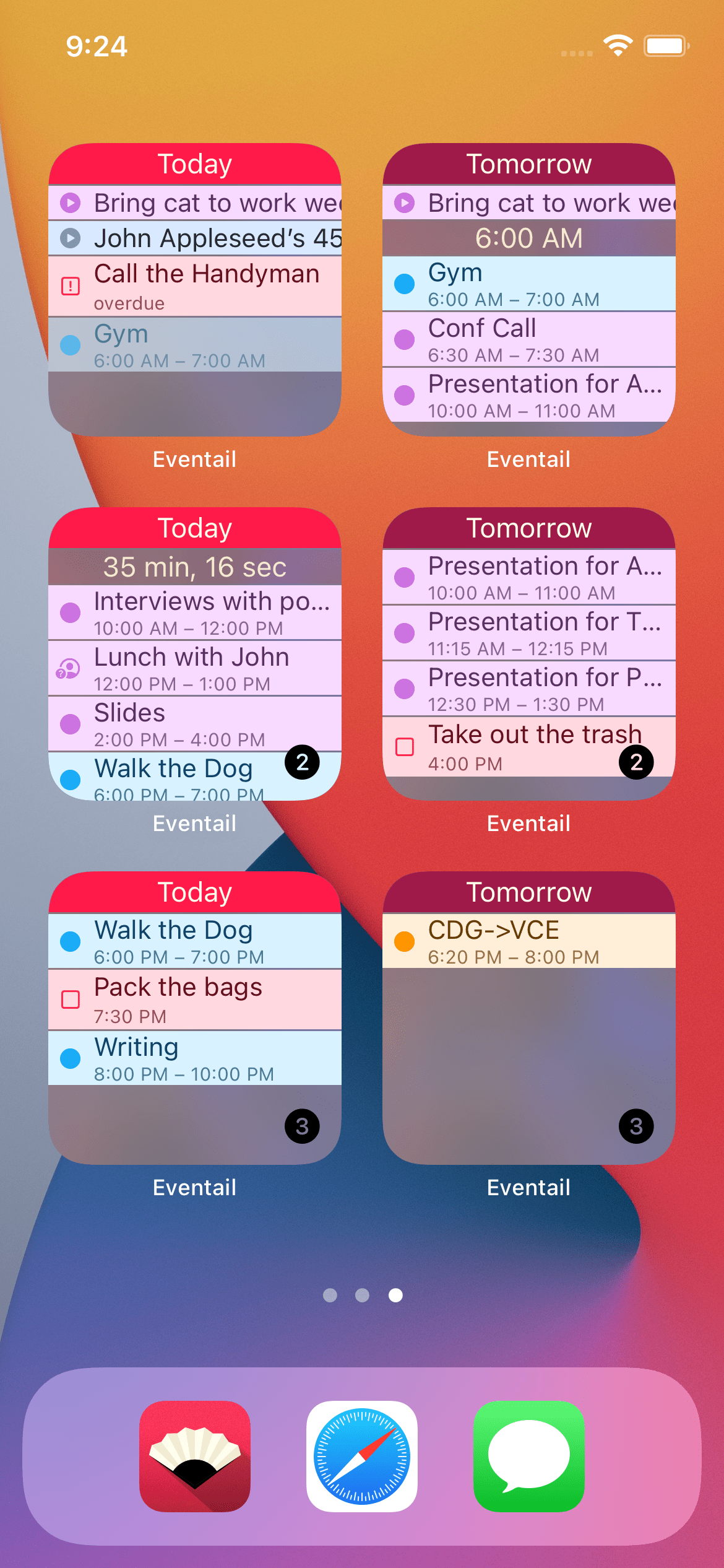 Screenshot widgets on the Home Screen